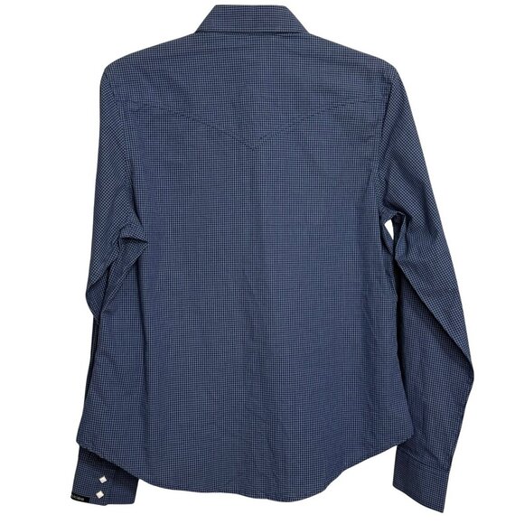Rockies Womens Blue Checkered Long Sleeve Pearl Snap Shirt - Size Medium - Picture 6 of 9